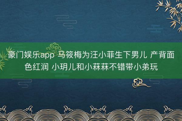 豪门娱乐app 马筱梅为汪小菲生下男儿 产背面色红润 小玥儿和小菻菻不错带小弟玩