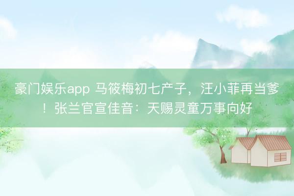 豪门娱乐app 马筱梅初七产子，汪小菲再当爹！张兰官宣佳音：天赐灵童万事向好