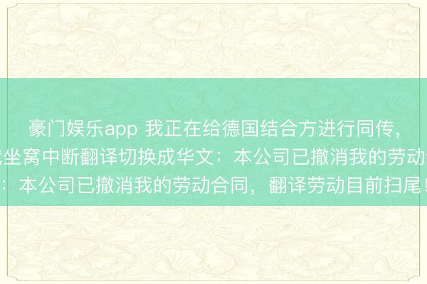豪门娱乐app 我正在给德国结合方进行同传，倏地被示知已被优化？我坐窝中断翻译切换成华文：本公司已撤消我的劳动合同，翻译劳动目前扫尾！